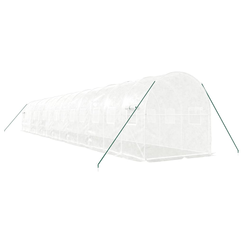 drivhus med stålstel 28 m² 14x2x2 m hvid