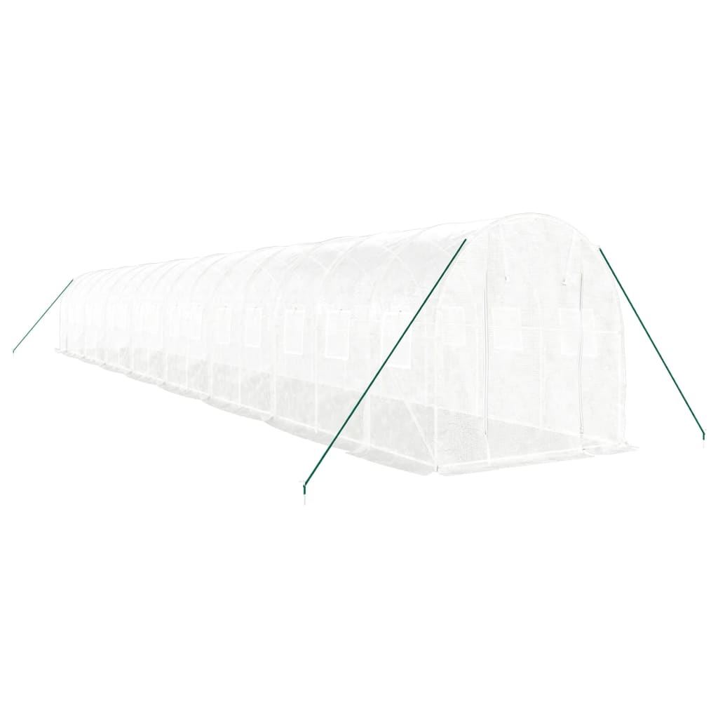 drivhus med stålstel 32 m² 16x2x2 m hvid