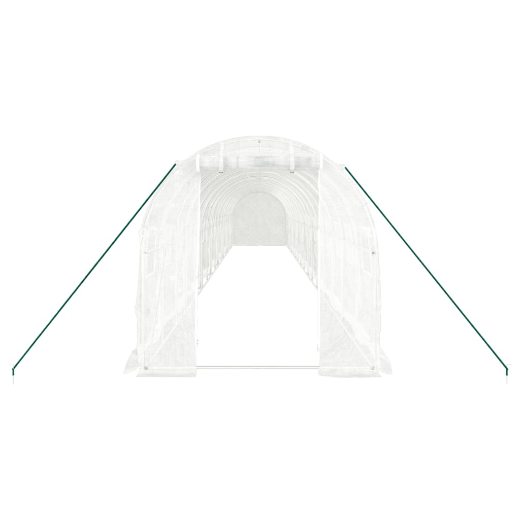 drivhus med stålstel 32 m² 16x2x2 m hvid