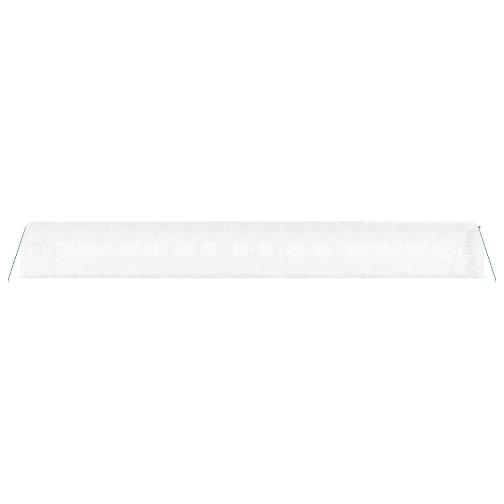 drivhus med stålstel 32 m² 16x2x2 m hvid