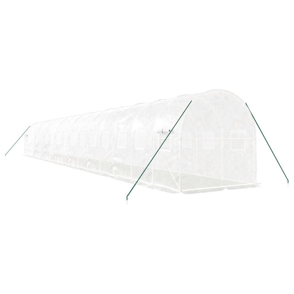 drivhus med stålstel 32 m² 16x2x2 m hvid