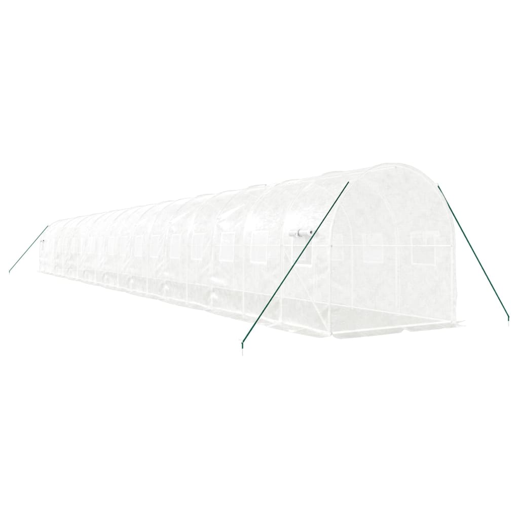 drivhus med stålstel 36 m² 18x2x2 m hvid