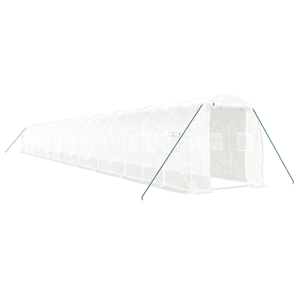 drivhus med stålstel 40 m² 20x2x2 m hvid