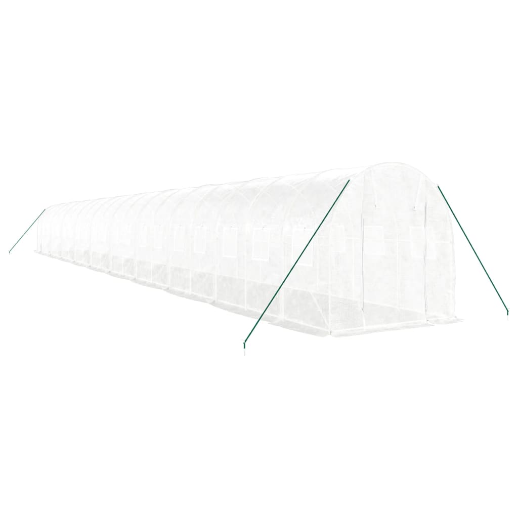 drivhus med stålstel 40 m² 20x2x2 m hvid