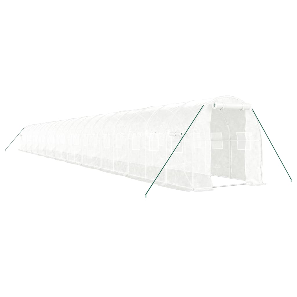 drivhus med stålstel 44 m² 22x2x2 m hvid