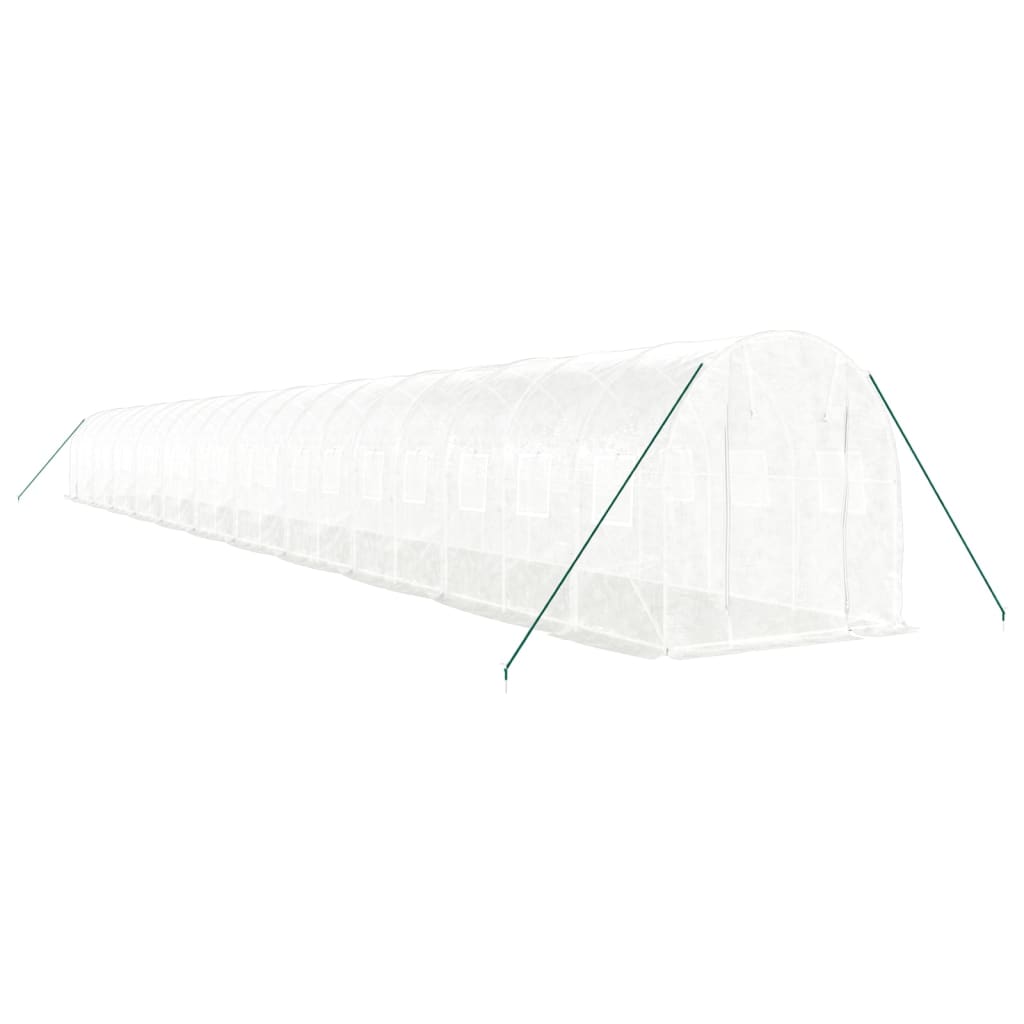 drivhus med stålstel 44 m² 22x2x2 m hvid