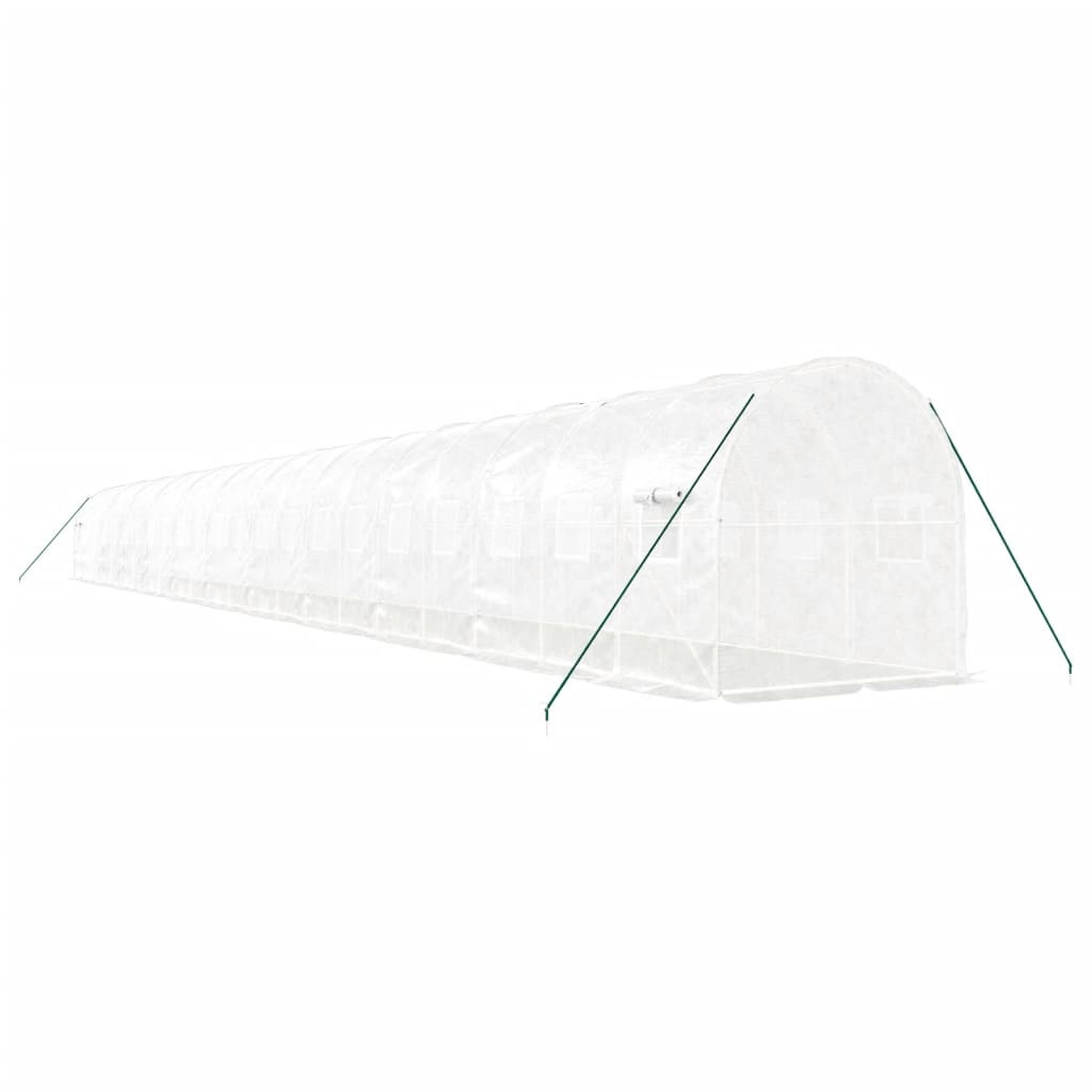 drivhus med stålstel 44 m² 22x2x2 m hvid