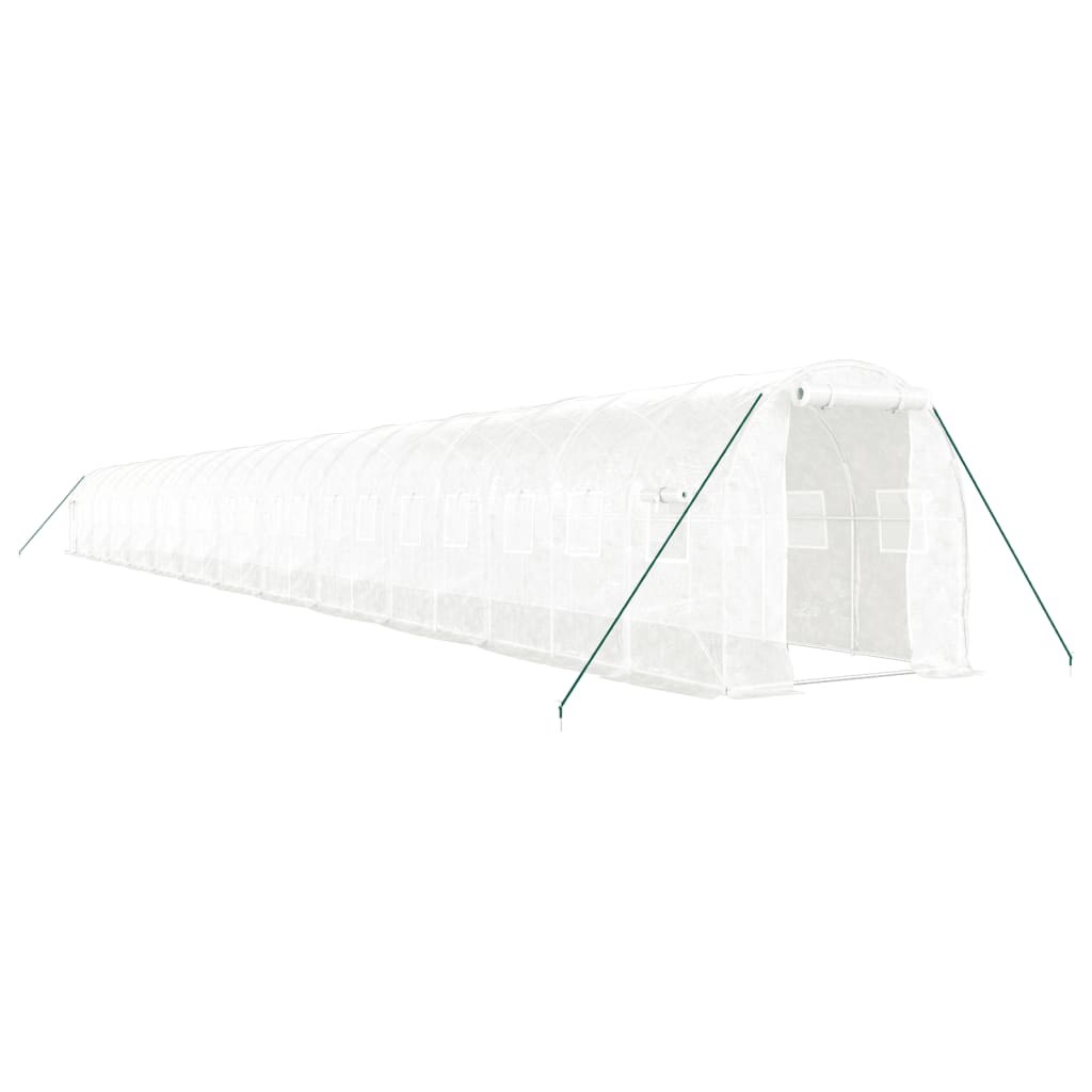 drivhus med stålstel 48 m² 24x2x2 m hvid
