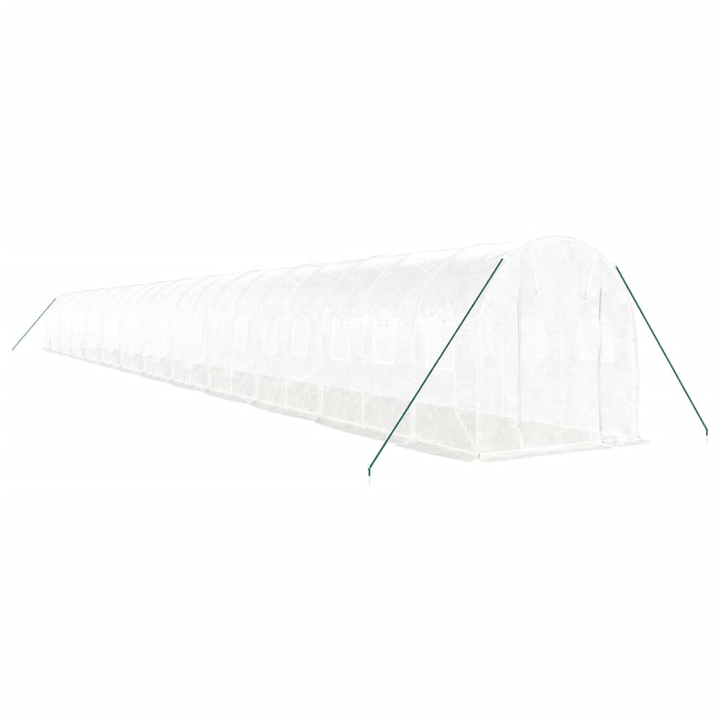 drivhus med stålstel 48 m² 24x2x2 m hvid