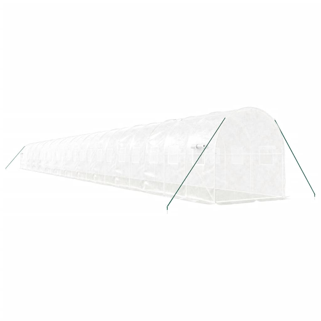 drivhus med stålstel 48 m² 24x2x2 m hvid