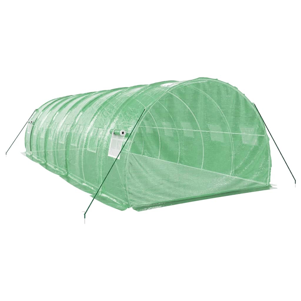 drivhus med stålstel 24 m² 8x3x2 m grøn