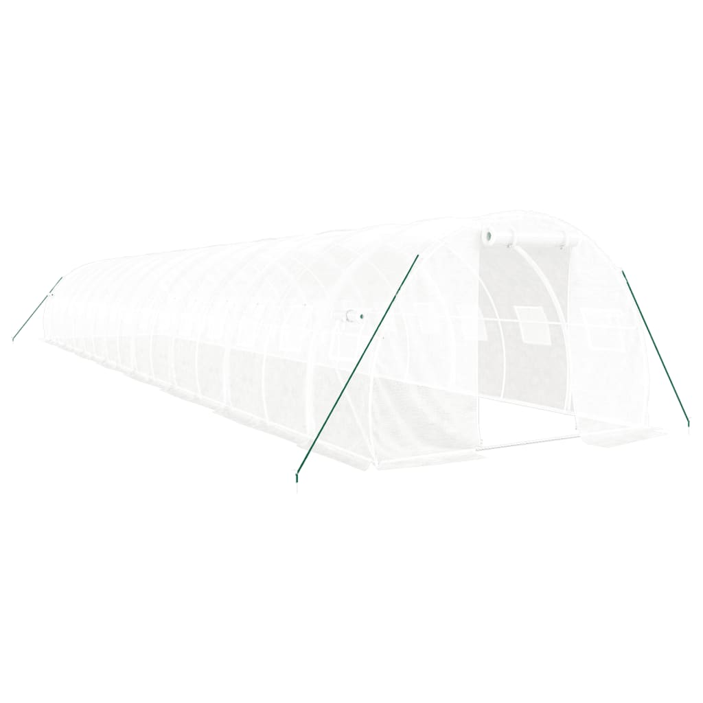 drivhus med stålstel 48 m² 16x3x2 m hvid
