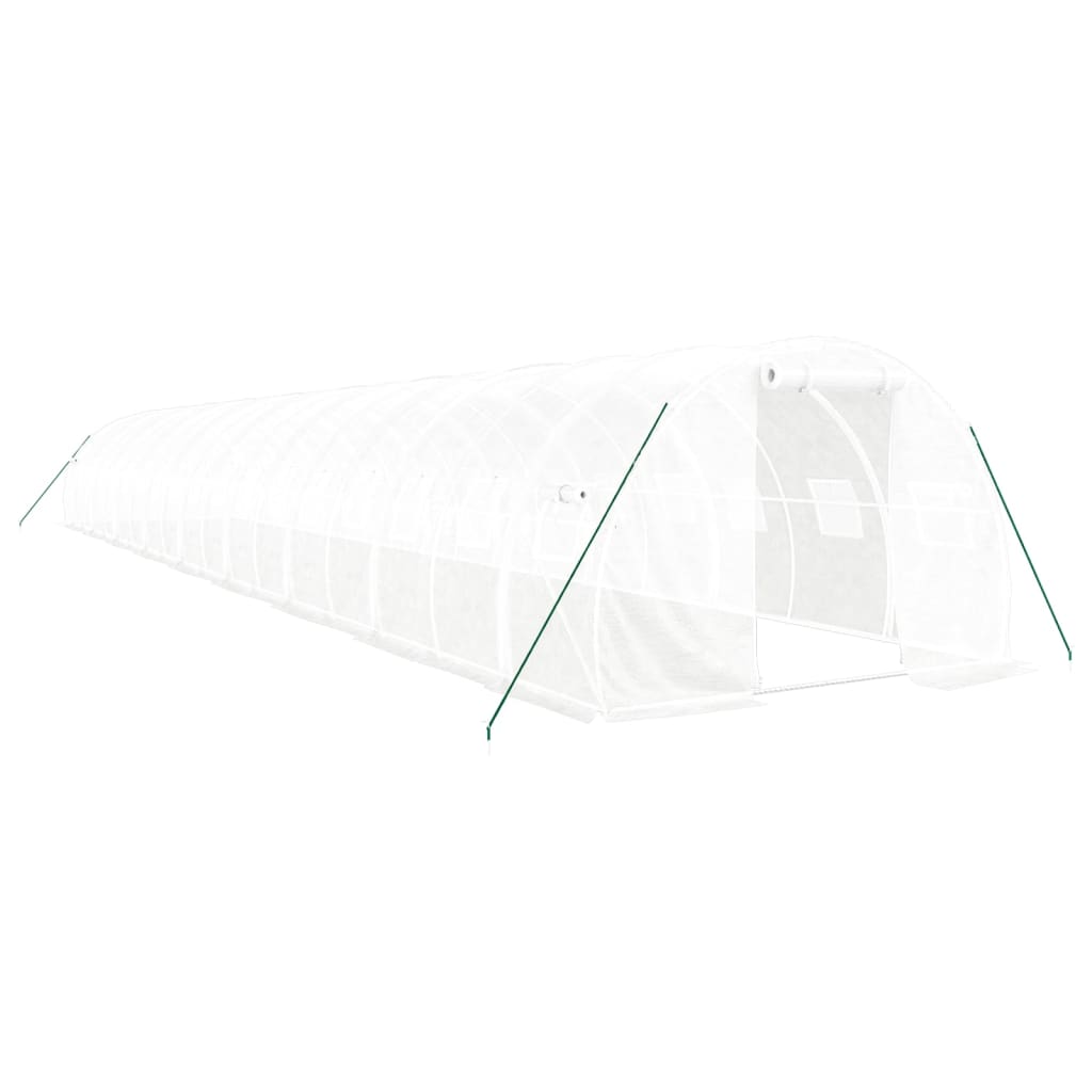 drivhus med stålstel 54 m² 18x3x2 m hvid