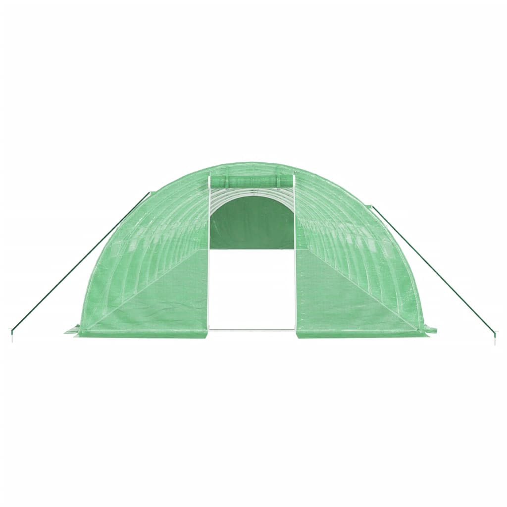 drivhus med stålstel 56 m² 14x4x2 m grøn