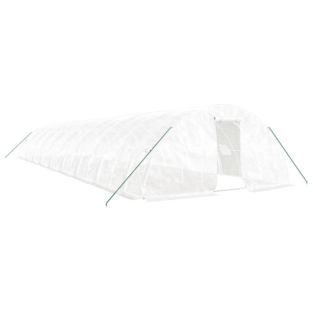 drivhus med stålstel 90 m² 18x5x2,3 m hvid