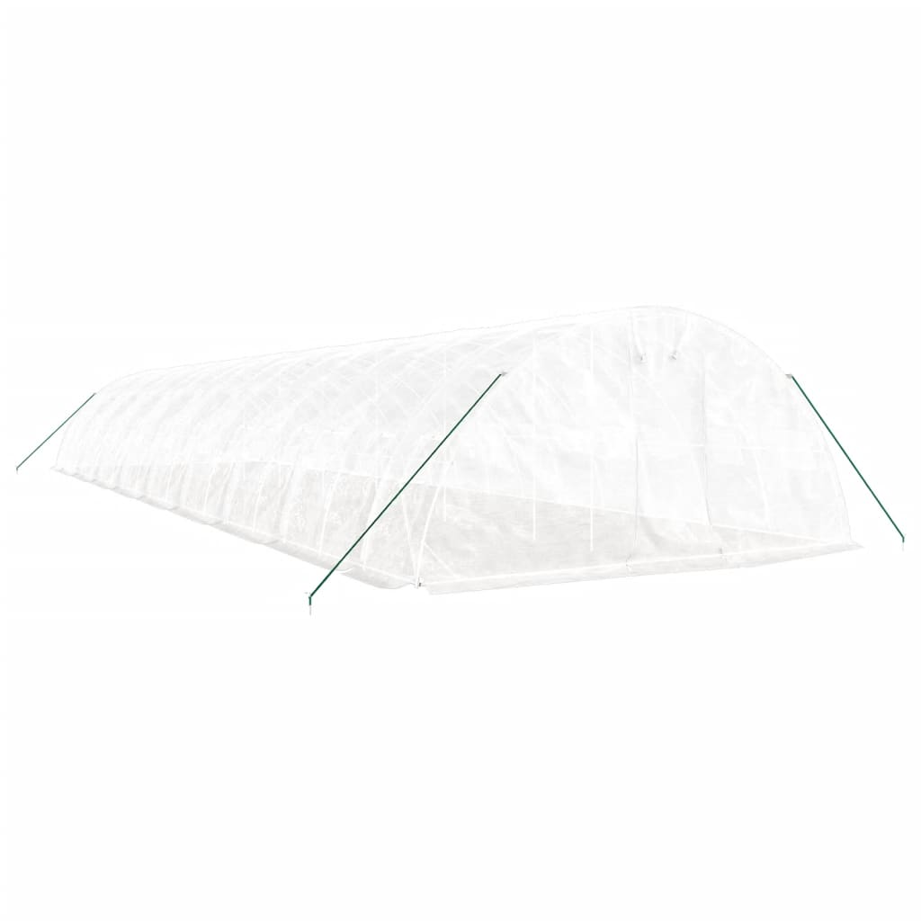 drivhus med stålstel 90 m² 18x5x2,3 m hvid