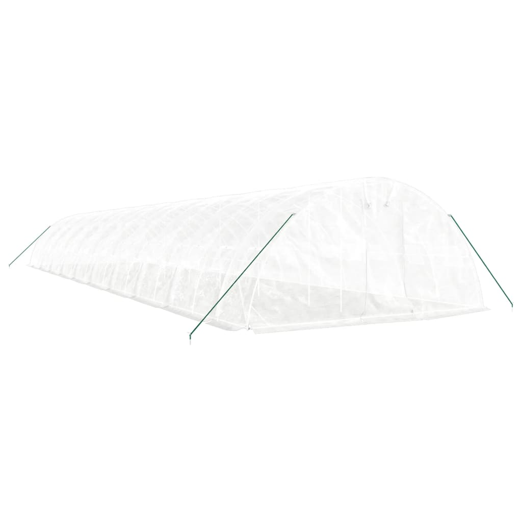drivhus med stålstel 100 m² 20x5x2,3 m hvid