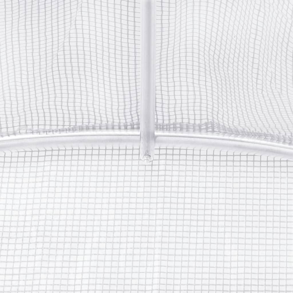 drivhus med stålstel 120 m² 24x5x2,3 m hvid