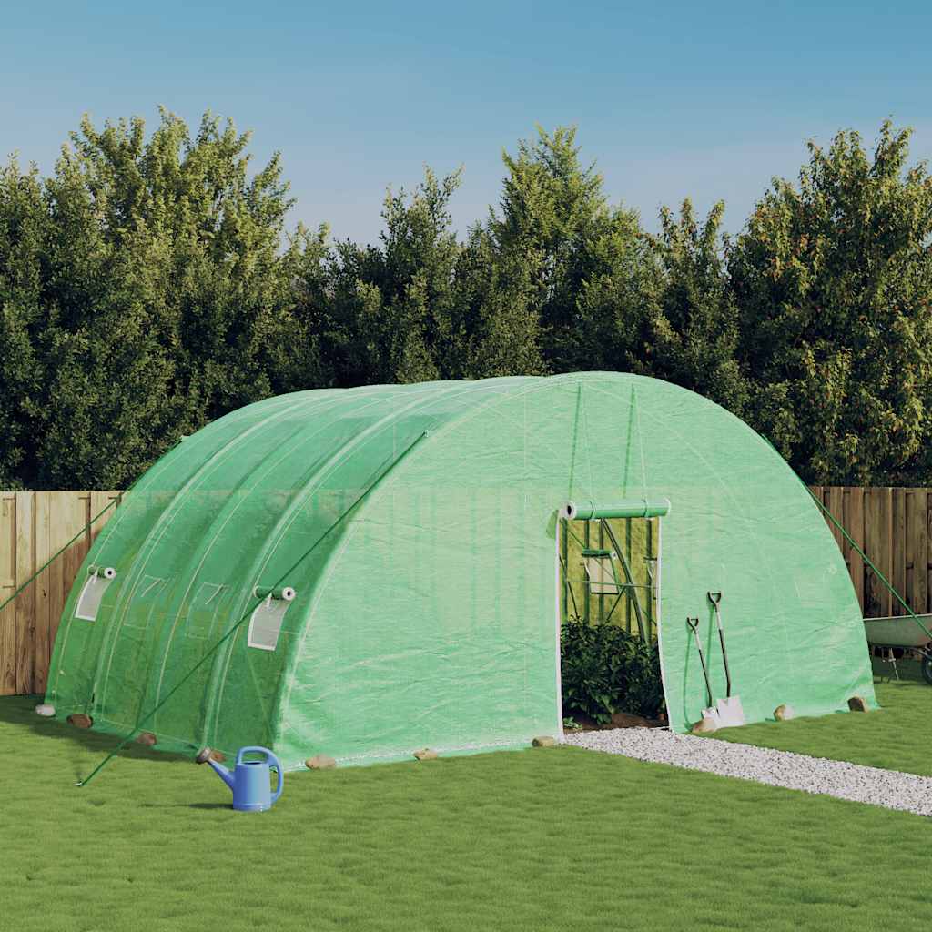drivhus med stålstel 24 m² 6x4x2,85 m grøn