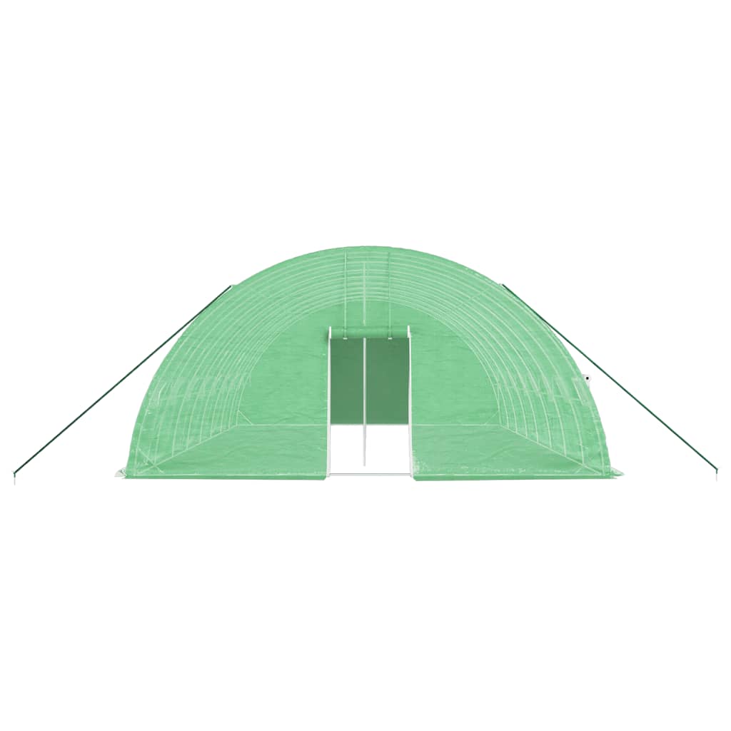 drivhus med stålstel 48 m² 12x4x2 m grøn
