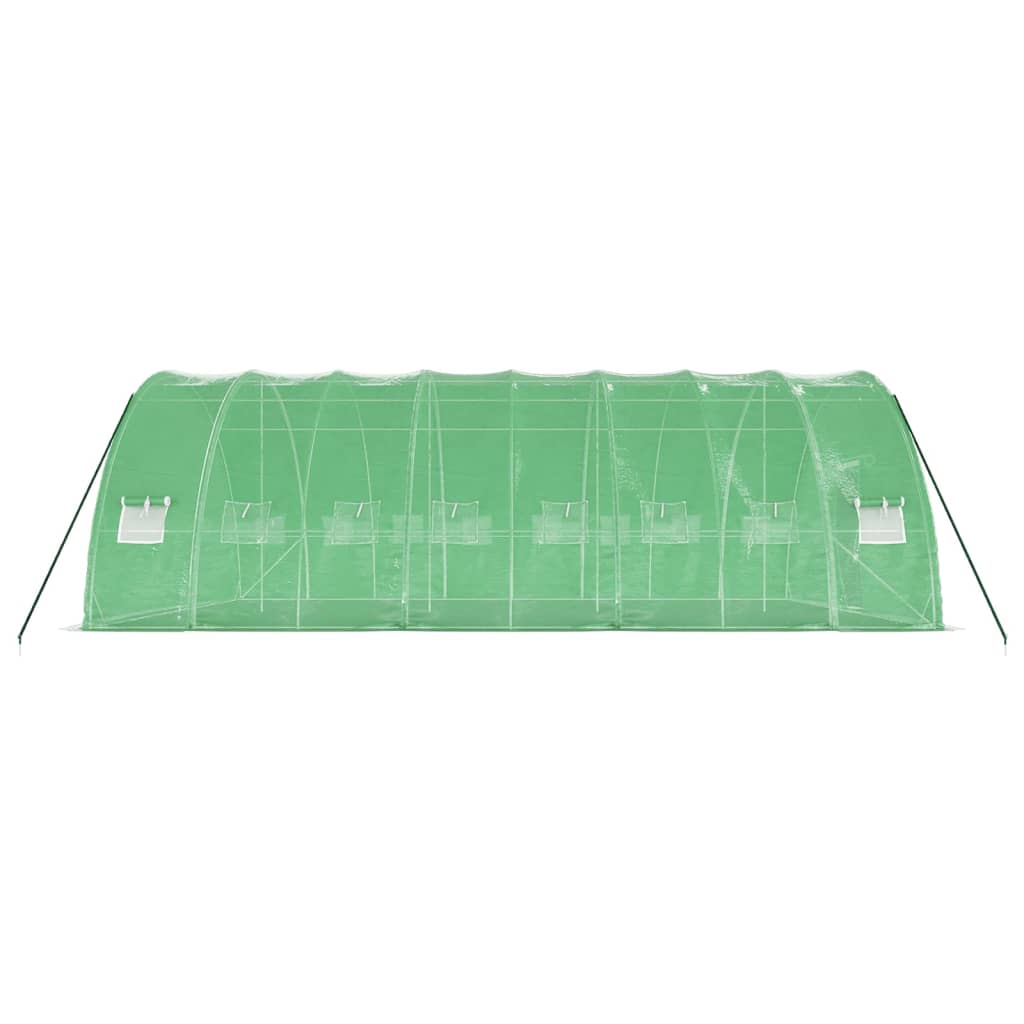 drivhus med stålstel 48 m² 12x4x2 m grøn
