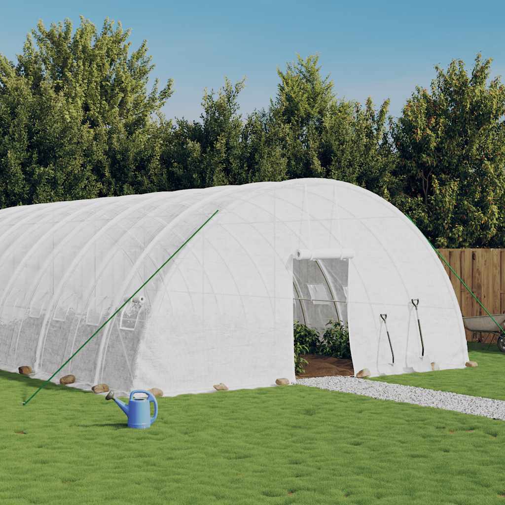 drivhus med stålstel 36 m² 6x6x2,85 m hvid