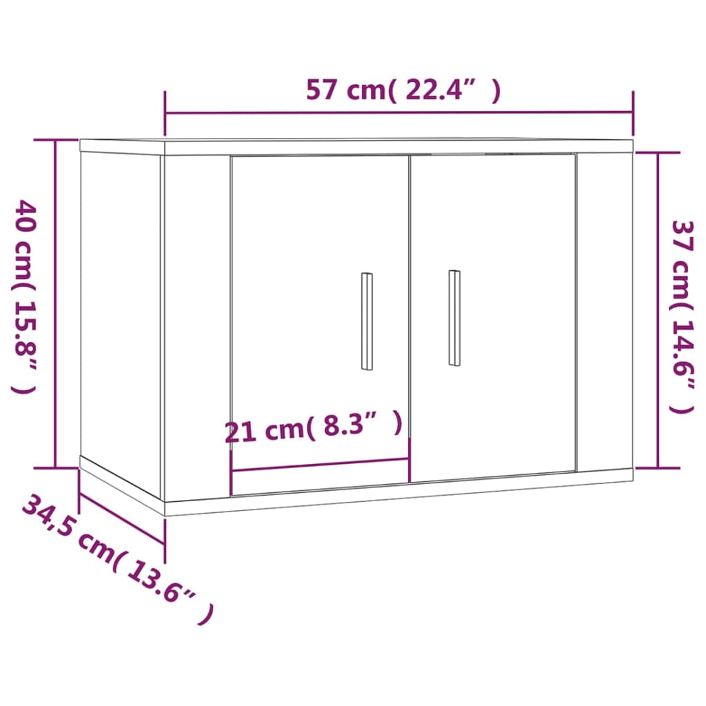 væghængte tv-skabe 2 stk. 57x34,5x40 cm hvid