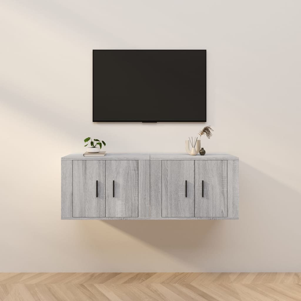 væghængte tv-skabe 2 stk. 57x34,5x40 cm grå sonoma-eg