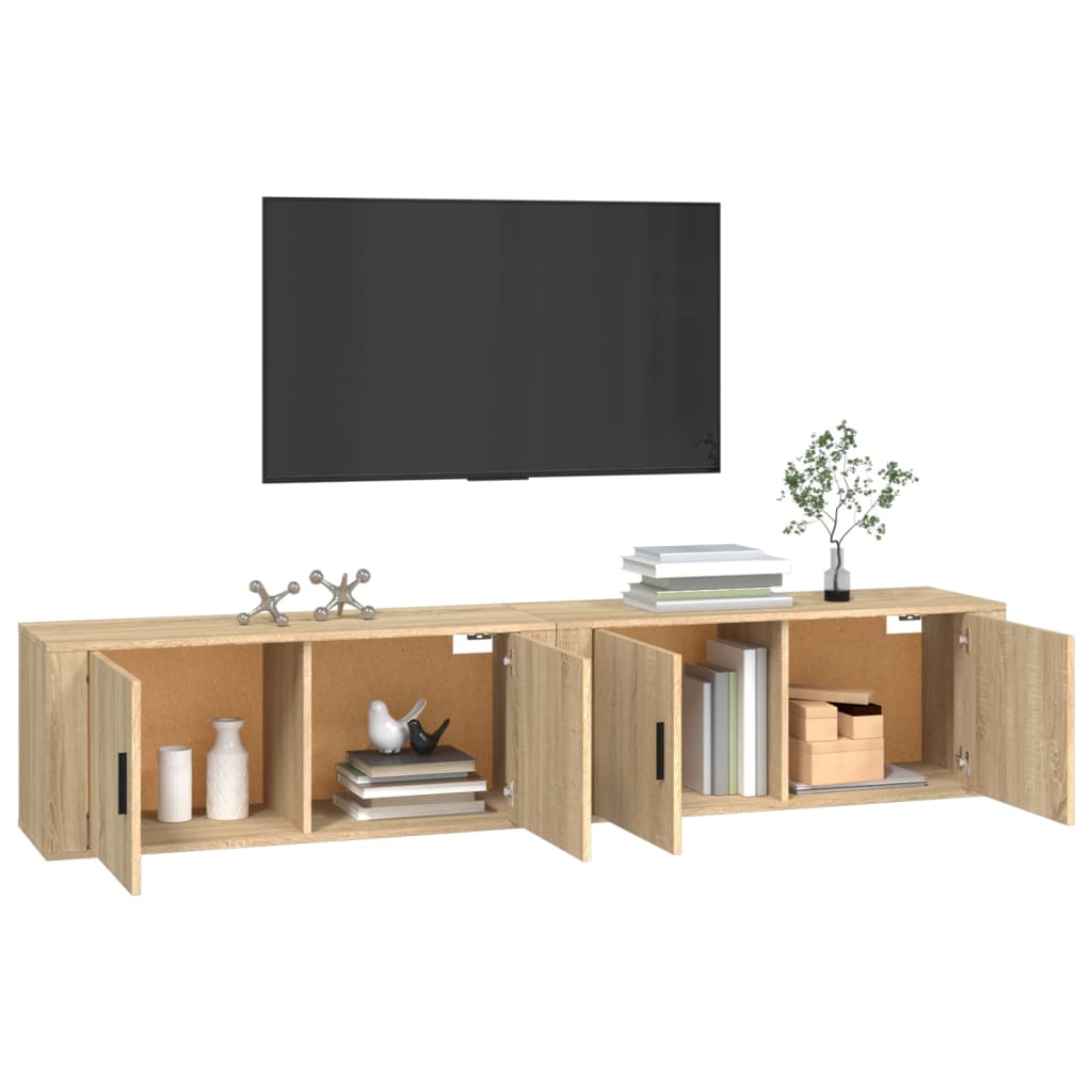væghængte tv-skabe 2 stk. 100x34,5x40 cm sonoma-eg