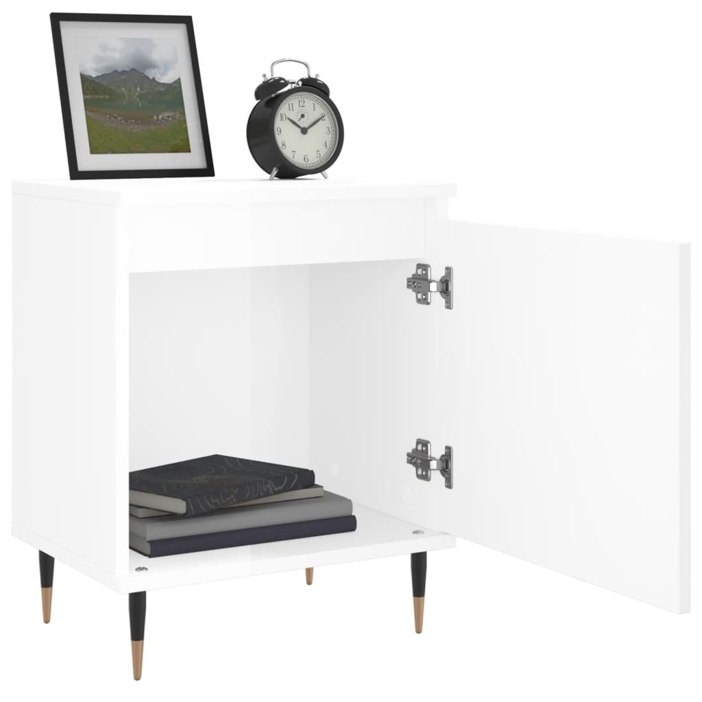 sengebord 40x30x50 cm konstrueret træ hvid højglans