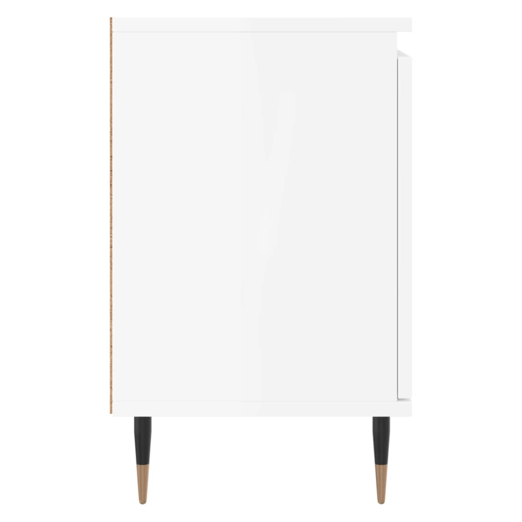 sengebord 40x30x50 cm konstrueret træ hvid højglans