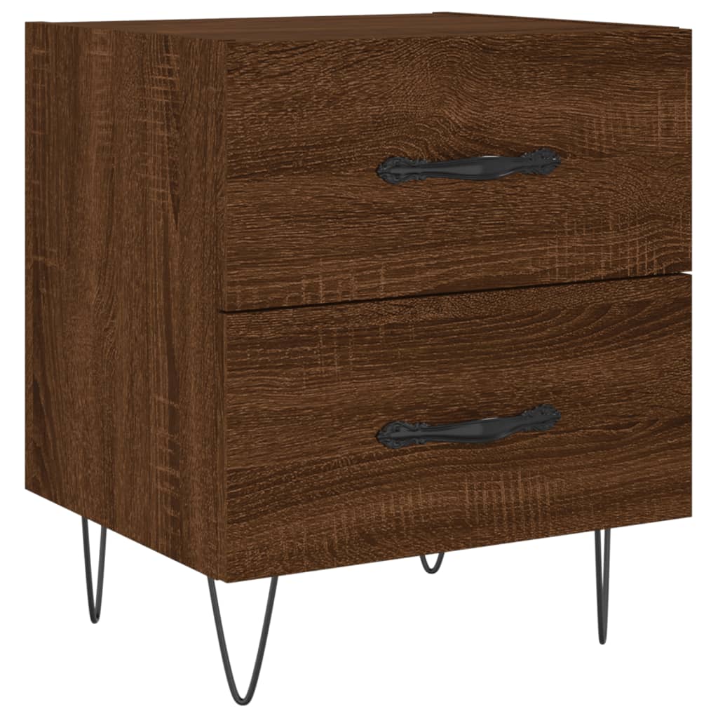 sengeborde 2 stk. 40x35x47,5 cm konstrueret træ brunt egetræ