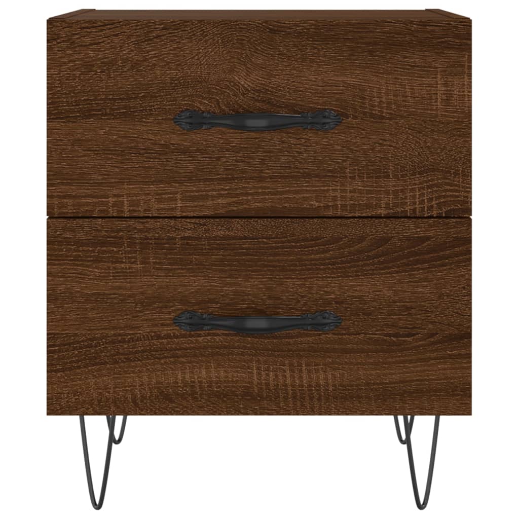 sengeborde 2 stk. 40x35x47,5 cm konstrueret træ brunt egetræ