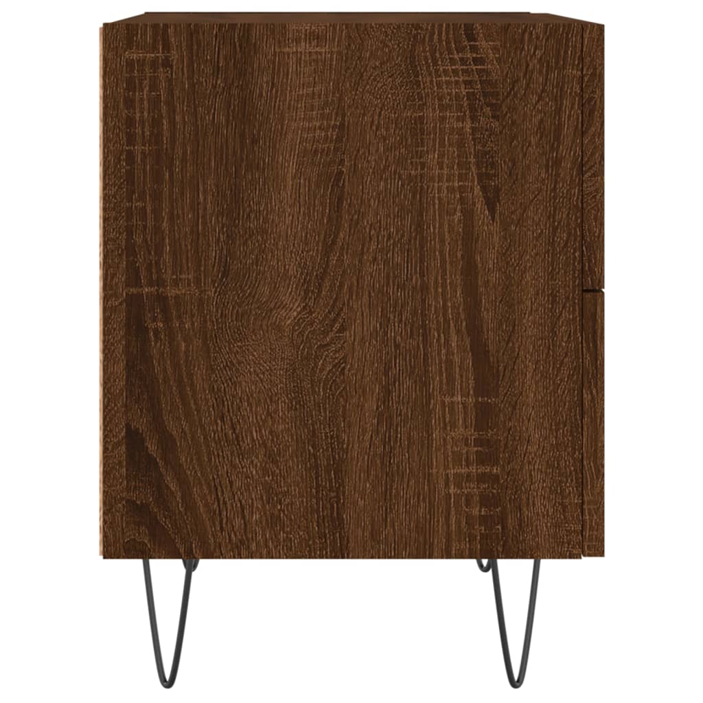 sengeborde 2 stk. 40x35x47,5 cm konstrueret træ brunt egetræ