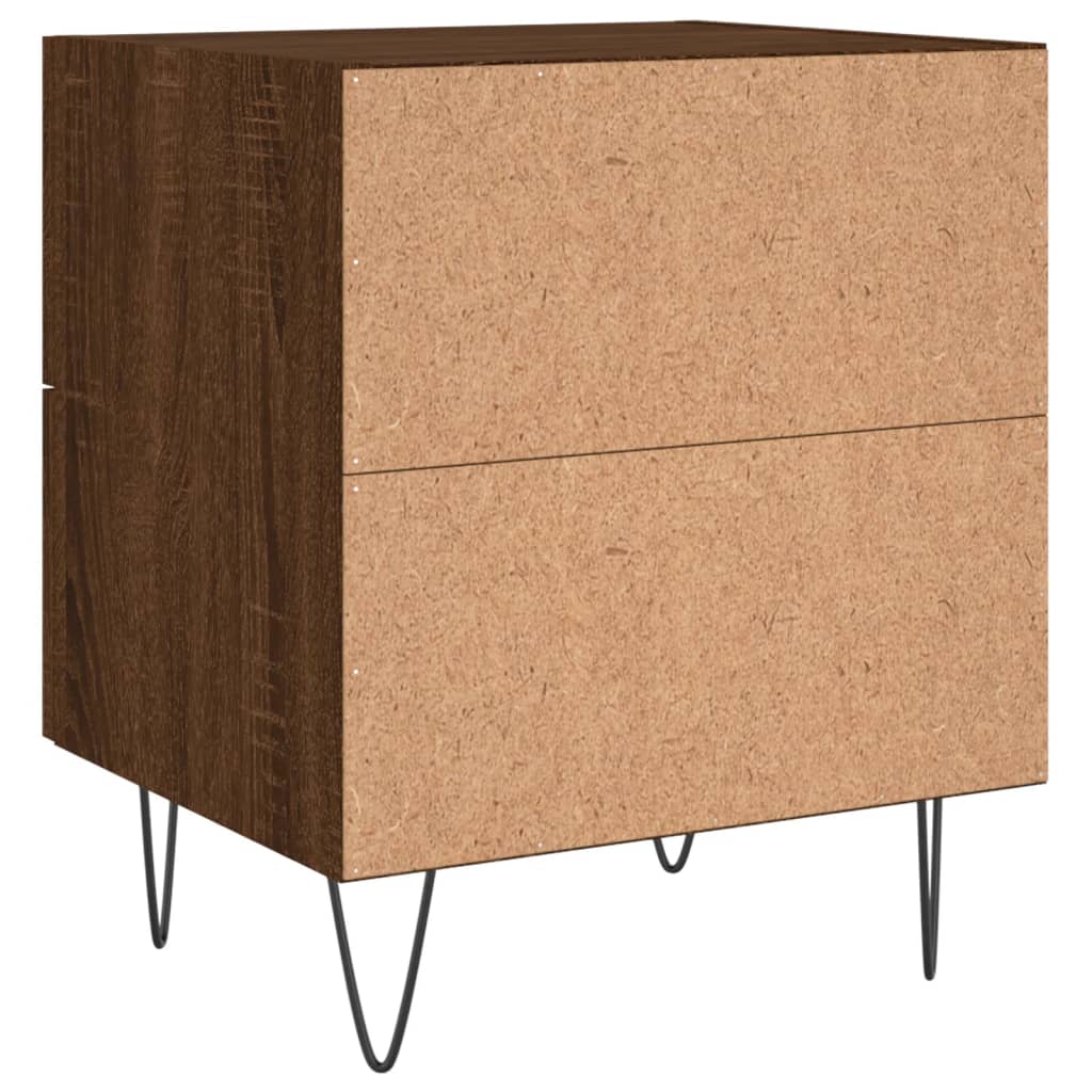 sengeborde 2 stk. 40x35x47,5 cm konstrueret træ brunt egetræ