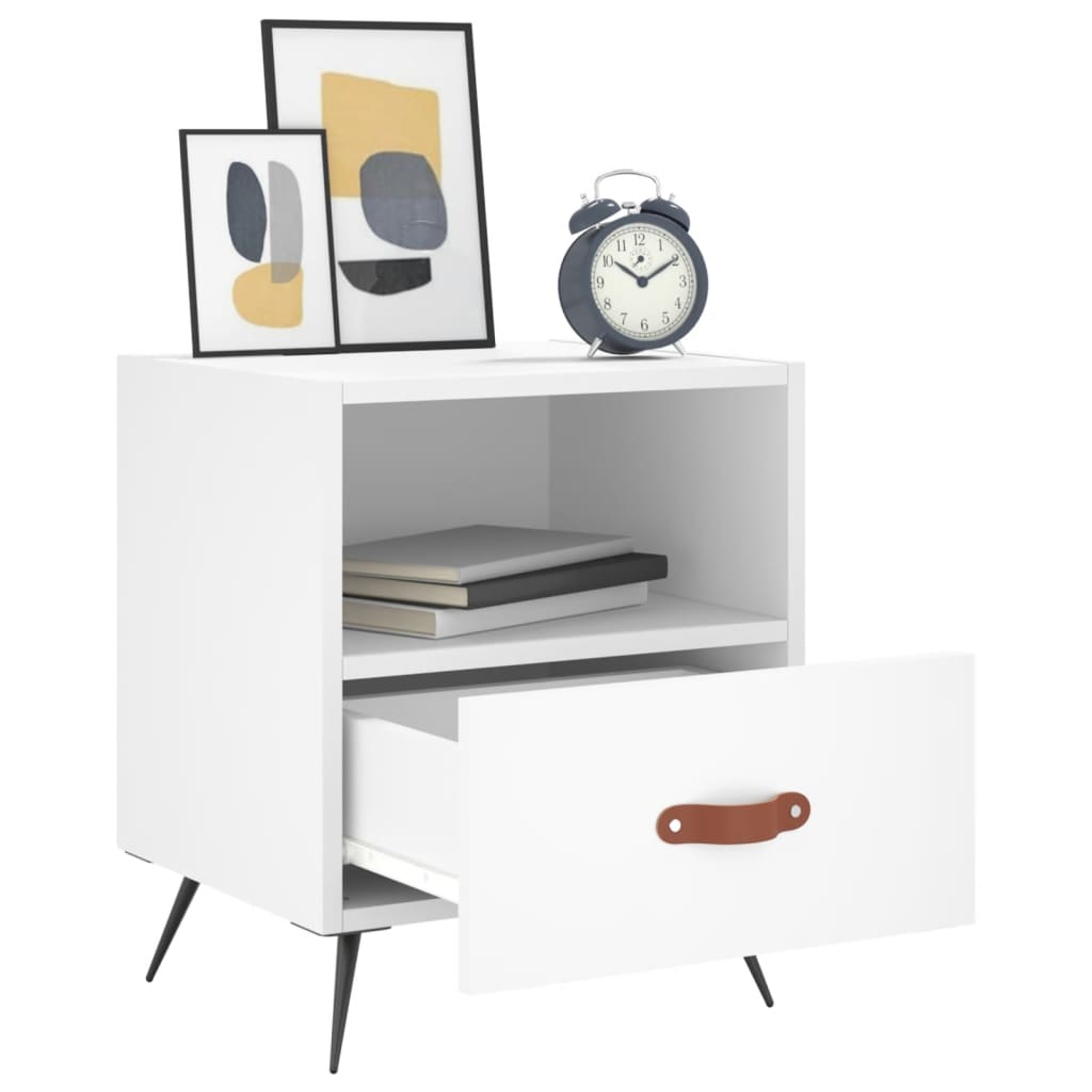 sengeborde 2 stk. 40x35x47,5 cm konstrueret træ hvid