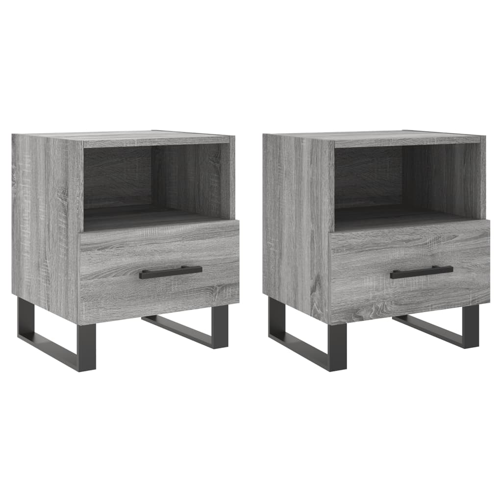 sengeborde 2 stk. 40x35x47,5 cm konstrueret træ grå sonoma-eg
