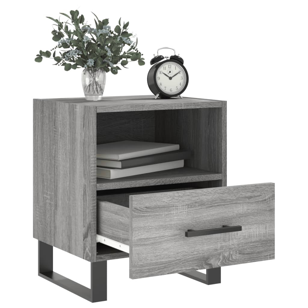 sengeborde 2 stk. 40x35x47,5 cm konstrueret træ grå sonoma-eg