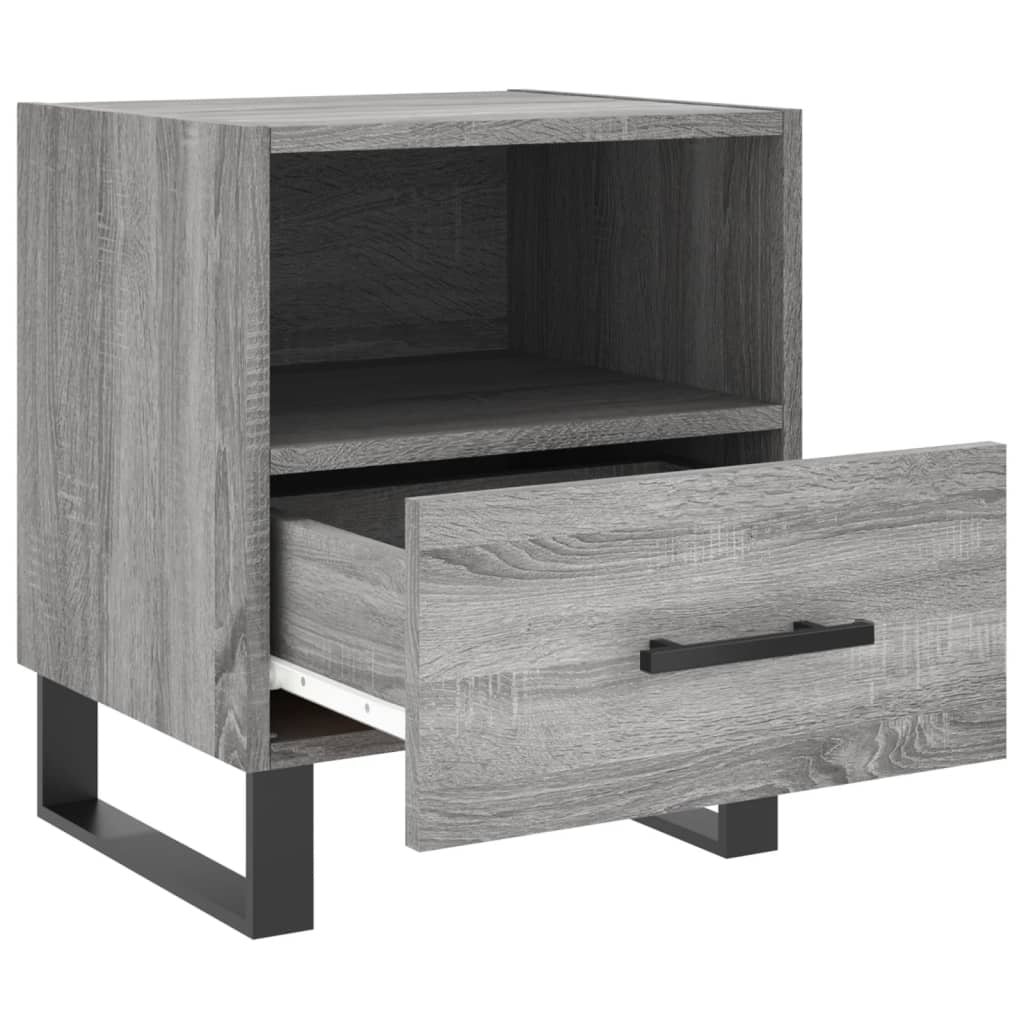 sengeborde 2 stk. 40x35x47,5 cm konstrueret træ grå sonoma-eg