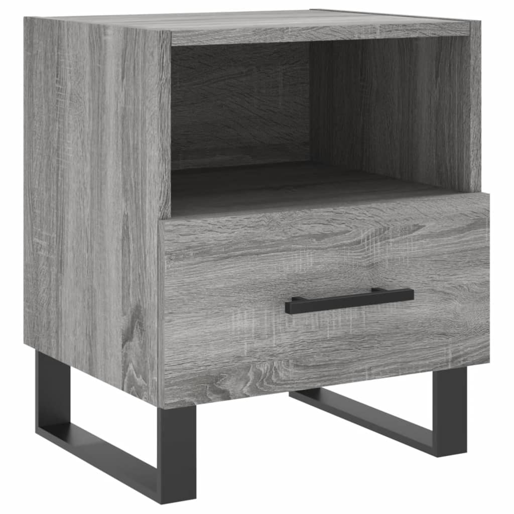 sengeborde 2 stk. 40x35x47,5 cm konstrueret træ grå sonoma-eg