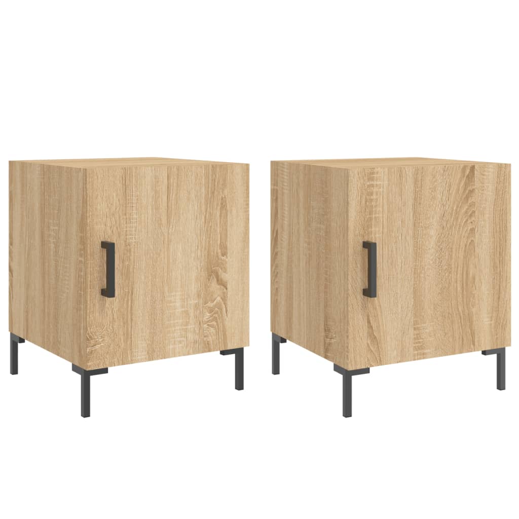 sengeborde 2 stk. 40x40x50 cm konstrueret træ sonoma-eg