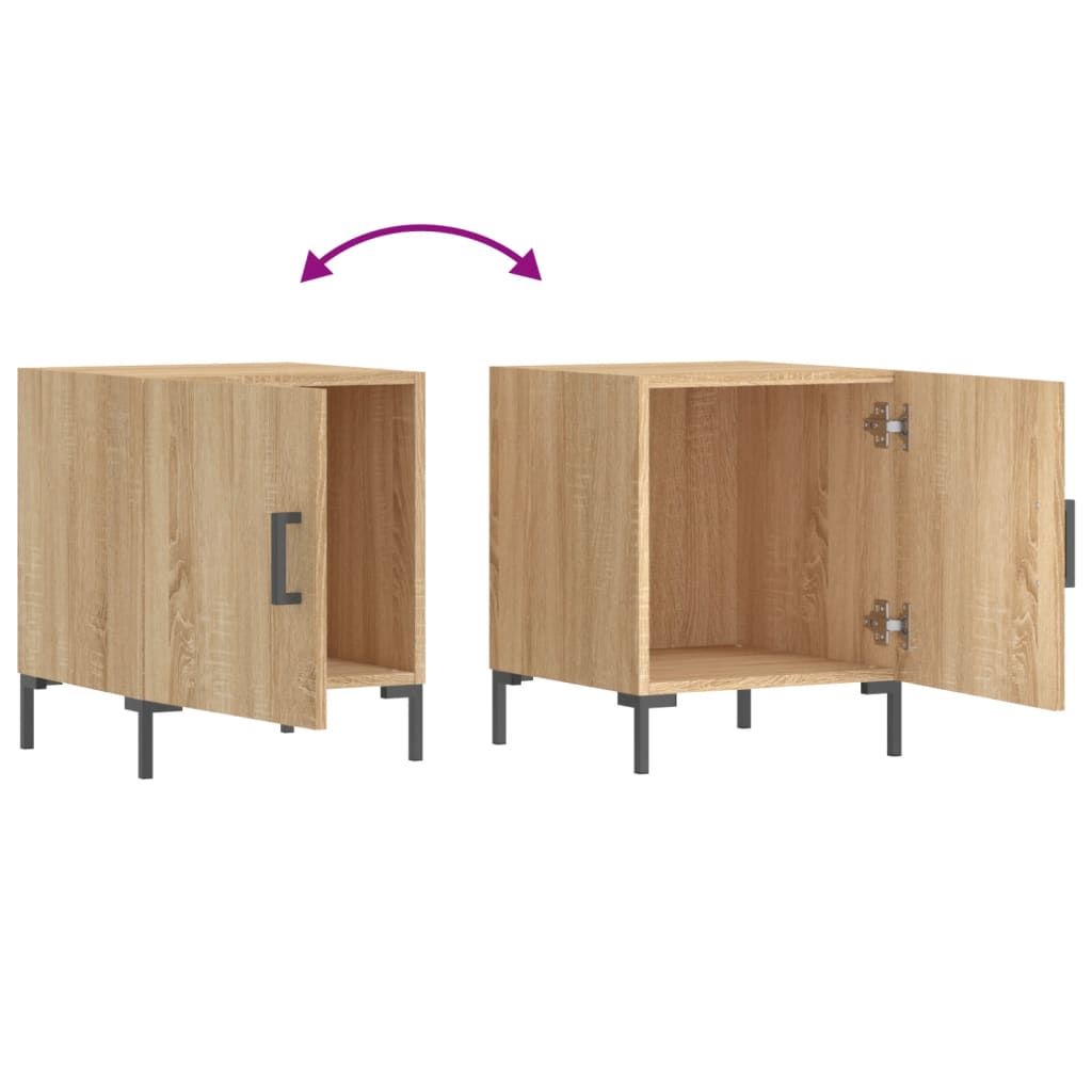 sengeborde 2 stk. 40x40x50 cm konstrueret træ sonoma-eg