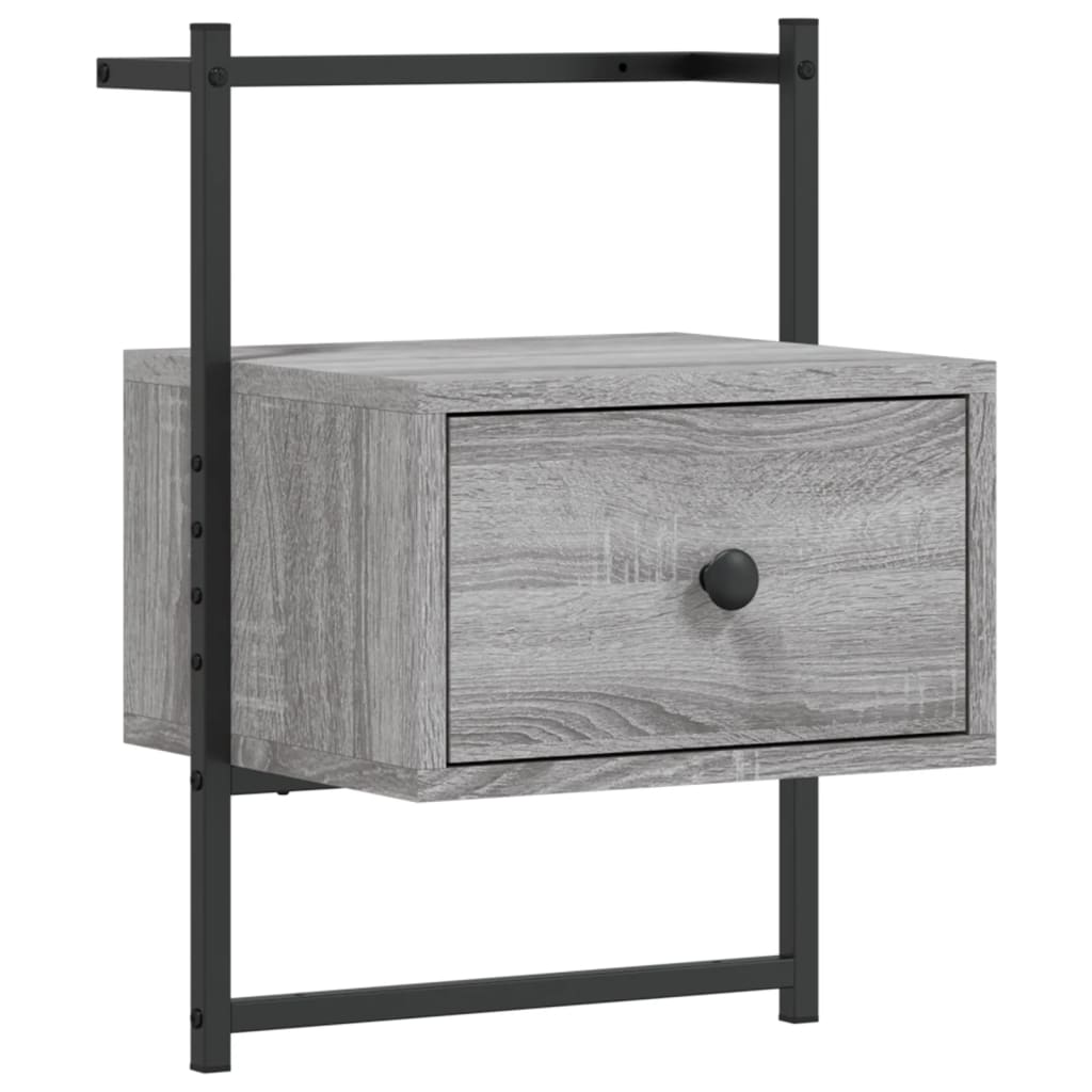 væghængt sengebord 35x30x51 cm konstrueret træ grå sonoma-eg