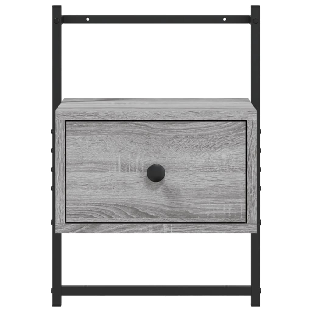 væghængt sengebord 35x30x51 cm konstrueret træ grå sonoma-eg