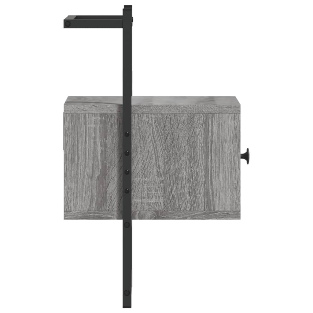 væghængt sengebord 35x30x51 cm konstrueret træ grå sonoma-eg