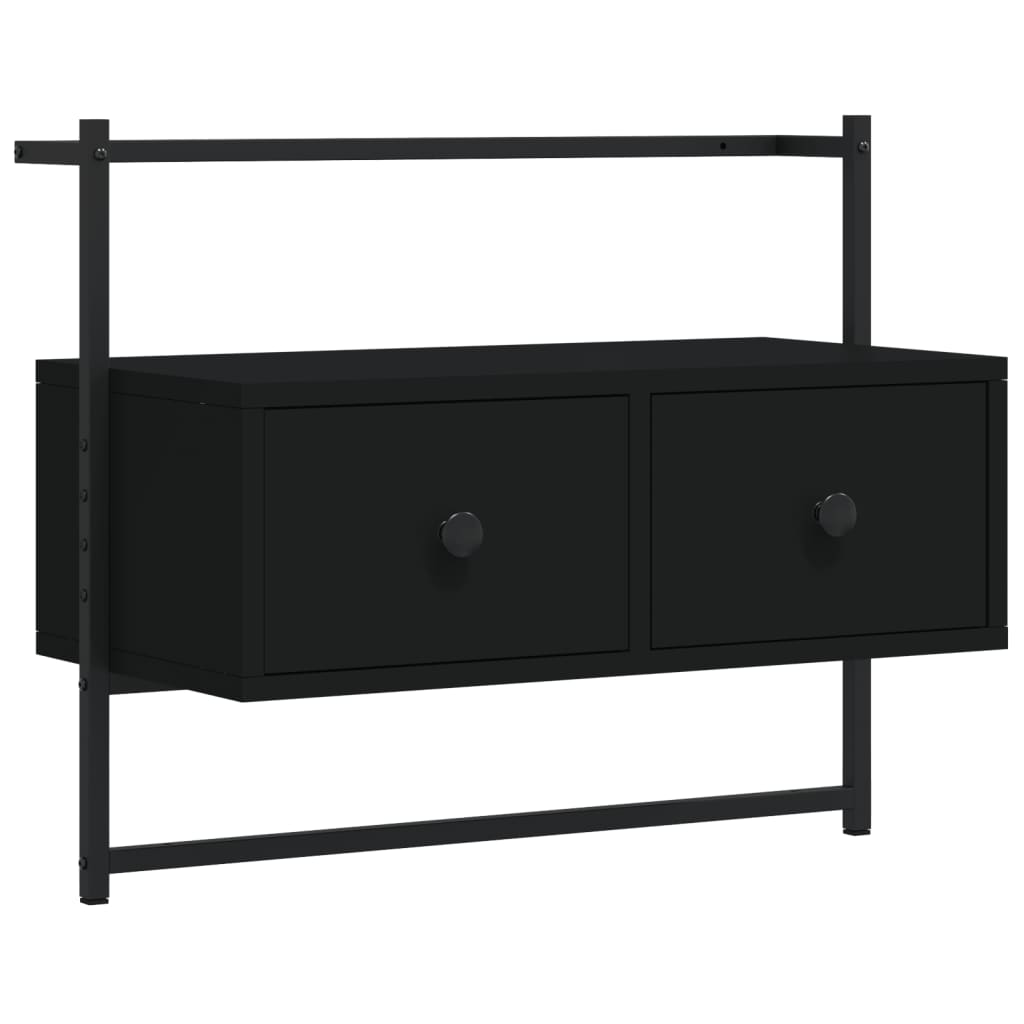 væghængt tv-bord 60,5x30x51 cm konstrueret træ sort