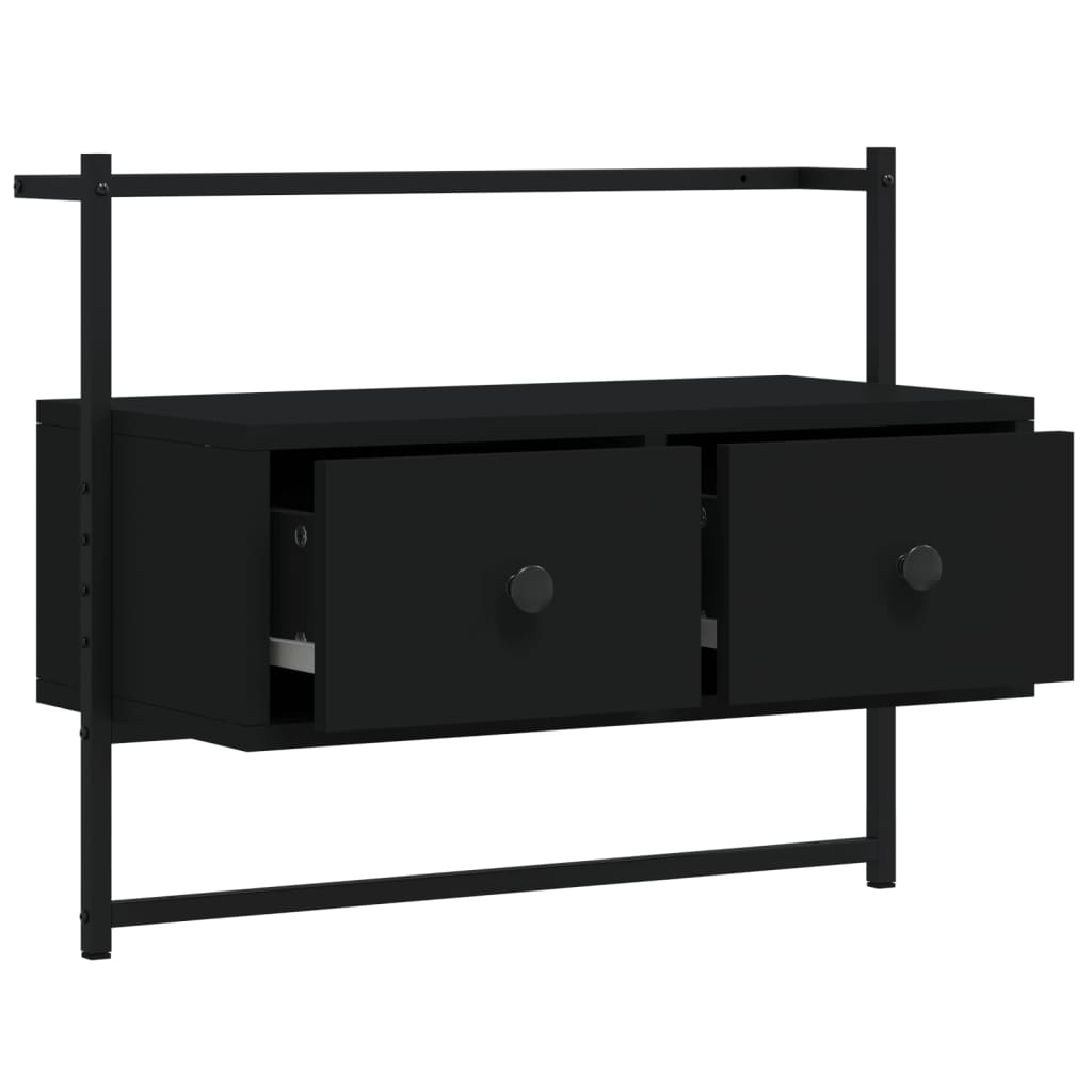væghængt tv-bord 60,5x30x51 cm konstrueret træ sort