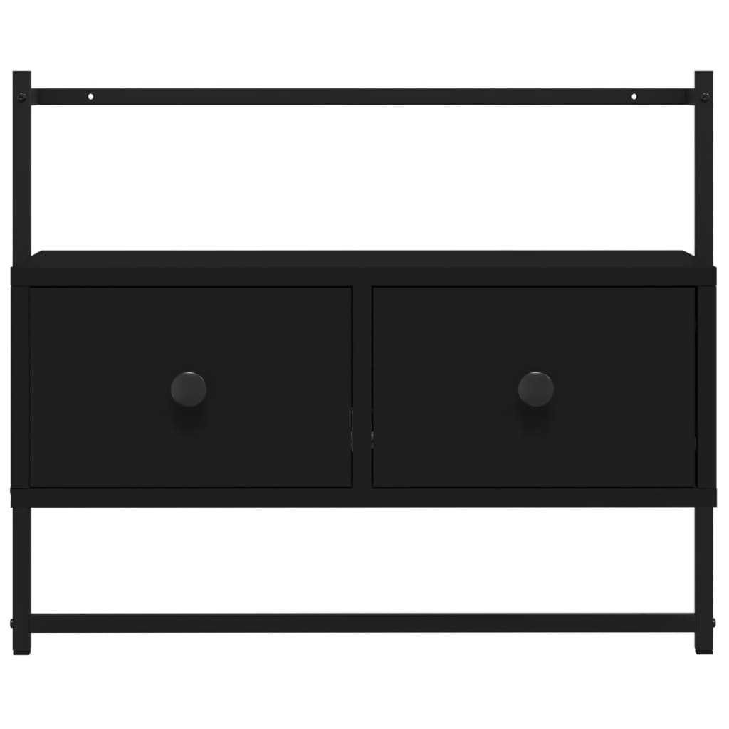 væghængt tv-bord 60,5x30x51 cm konstrueret træ sort