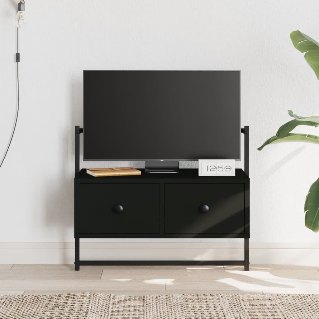 væghængt tv-bord 60,5x30x51 cm konstrueret træ sort
