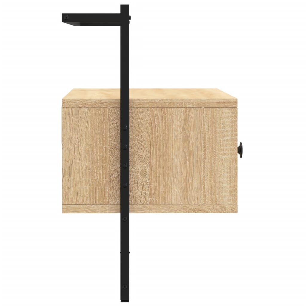 væghængt tv-bord 60,5x30x51 cm konstrueret træ sonoma-eg